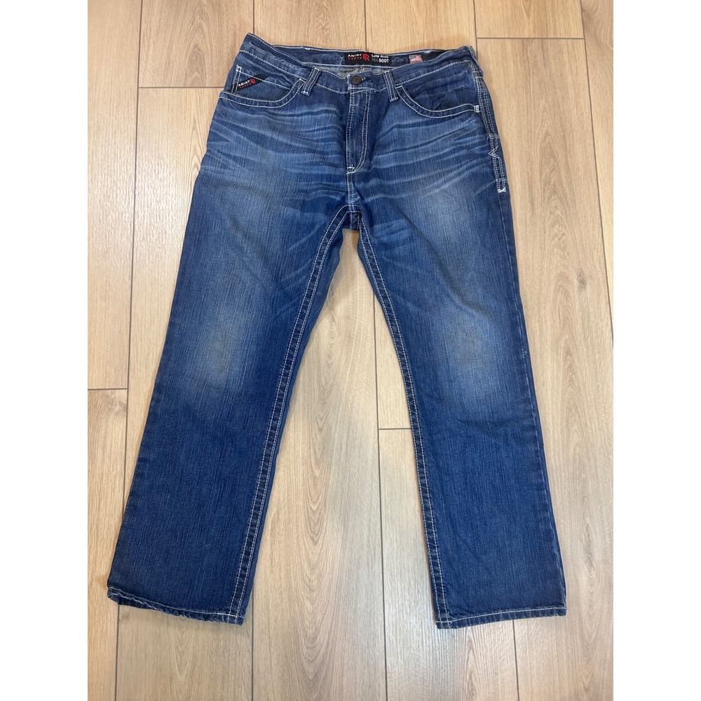 Ariat FR M4 Low Rise Boot Cut Jeans Mens 38x32 Medium Wash Flame Resistant Denim